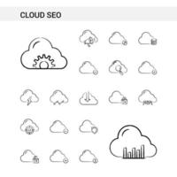 Cloud SEO hand drawn Icon set style isolated on white background Vector