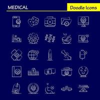 Medical Hand Drawn Icons Set For Infographics Mobile UXUI Kit And Print Design Include Dna Test Medical Lab Medical Building Hospital Plus Eps 10 Vector