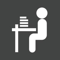 Student sitting in class Glyph Inverted Icon vector