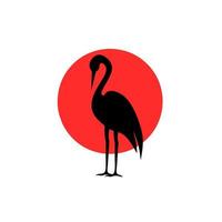 stork silhouette design with japanese style design vector