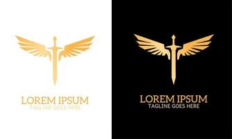 sword and wings symbol logo with elegant design style vector