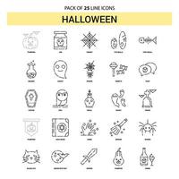 conjunto de iconos de línea de halloween 25 estilo de contorno discontinuo vector