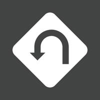 U-turn Sign Glyph Inverted Icon vector