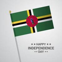 diseño tipográfico del día de la independencia de dominica con vector de bandera