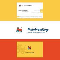 Beautiful Tractor Logo and business card vertical Design Vector