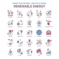 Renewable Energy icon Dusky Flat color Vintage 25 Icon Pack vector