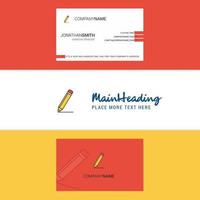 Beautiful Pencil Logo and business card vertical Design Vector