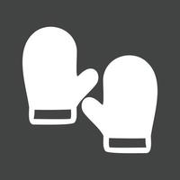 par de guantes glifo icono invertido vector