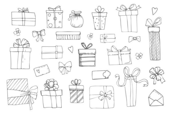 Hand drawing vector set with gifts Stock Vector by ©Maria_Letta 90101158