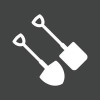 Spade and Shovel Glyph Inverted Icon vector