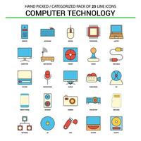 Computer Technology Flat Line Icon Set Business Concept Icons Design vector