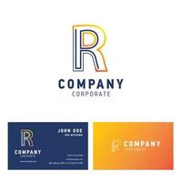 R company logo design with visiting card vector