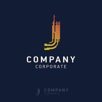 J company logo design with visiting card vector