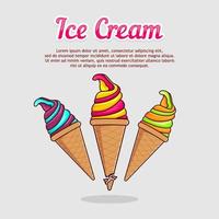 Ice cream with various flavors vector