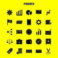 Finance Solid Glyph Icons Set For Infographics Mobile UXUI Kit And Print Design Include Pie Chart Graph Business Presentation Bell Ringing Ring Collection Modern Infographic Logo and Pictog vector