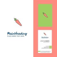 logotipo creativo de zanahoria y vector de diseño vertical de tarjeta de visita