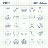 deportes 25 iconos de doodle conjunto de iconos de negocios dibujados a mano vector