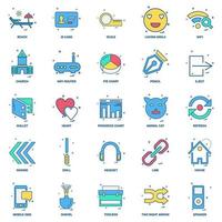 25 Business Concept Mix Flat Color Icon set vector