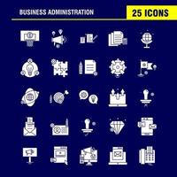 Business Administration Solid Glyph Icons Set For Infographics Mobile UXUI Kit And Print Design Include Classroom Class Education School Bulb Idea Clock Award Eps 10 Vector