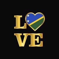 amor tipografía islas salomón diseño de bandera vector letras de oro