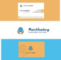 Beautiful Globe in hands Logo and business card vertical Design Vector