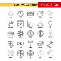 Bank Management Black Line Icon 25 Business Outline Icon Set vector