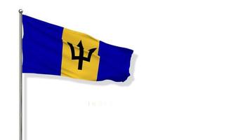 barbados-flagge weht im wind 3d-rendering, glücklicher unabhängigkeitstag, nationaltag, chroma-key-grüner bildschirm, luma-matte auswahl der flagge video