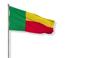 bandera de benin ondeando en el viento representación 3d, feliz día de la independencia, día nacional, pantalla verde de clave de croma, selección de bandera luma mate video