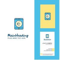 Euro Creative Logo and business card vertical Design Vector