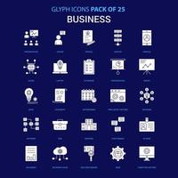 icono blanco de negocios sobre fondo azul paquete de 25 iconos vector