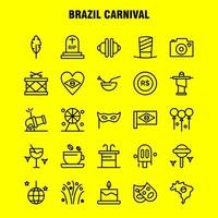 Brazil Carnival Line Icon Pack For Designers And Developers Icons Of Tea Cup Coffee Tablet Currency Coin Money Cannon Vector