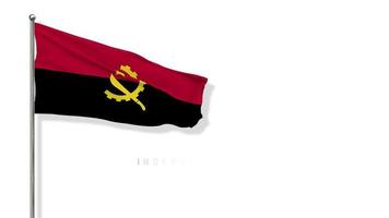 bandeira de angola balançando ao vento renderização em 3d, feliz dia da independência, dia nacional, tela verde chroma key, seleção luma matte da bandeira video