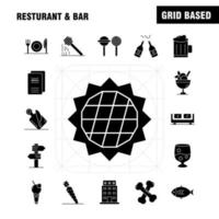 icono de glifo sólido de restaurante y bar para impresión web y kit de uxui móvil, como dirección de navegación, tablero de letreros, tablero de hotel, letrero abierto, paquete de pictogramas, vector