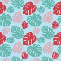 Monstera leaves vector seamless pattern, botanical abstract background