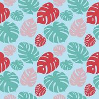 Monstera leaves vector seamless pattern, botanical abstract background