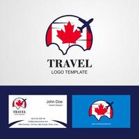 logotipo de la bandera de canadá de viaje y diseño de tarjeta de visita vector