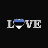 tipografía de amor con vector de diseño de bandera de estonia