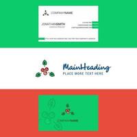 Beautiful Cherries Logo and business card vertical Design Vector