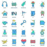 25 conjunto de iconos de color plano de mezcla de concepto de negocio vector