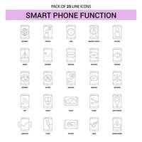 Smart phone functions Line Icon Set 25 Dashed Outline Style vector