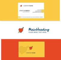 Beautiful Heart Logo and business card vertical Design Vector