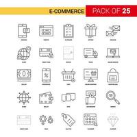 ECommerce Black Line Icon 25 Business Outline Icon Set vector