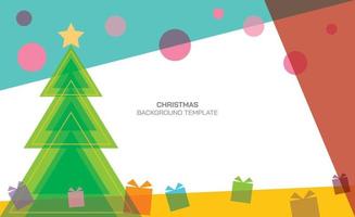 Colorful geometric Christmas tree, snow and gift box with blank space. Pastel Christmas concept background. vector