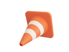 Zone d'amélioration de la construction de cônes de signalisation orange 3d png