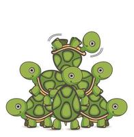 ilustración de tortuga de trabajo en equipo vector