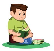 Boy read book vector