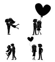 Set Couple silhouette illustration vector