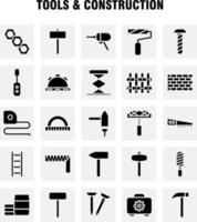 herramientas y construcción paquete de iconos de glifo sólido para diseñadores y desarrolladores vector