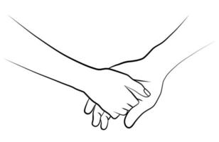 Hands in a line. Holding hands. Two hands. Tattoo. An elegant image of two hands. vector