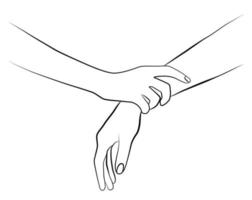 Hands in a line. Holding hands. Two hands. Tattoo. An elegant image of two hands. vector